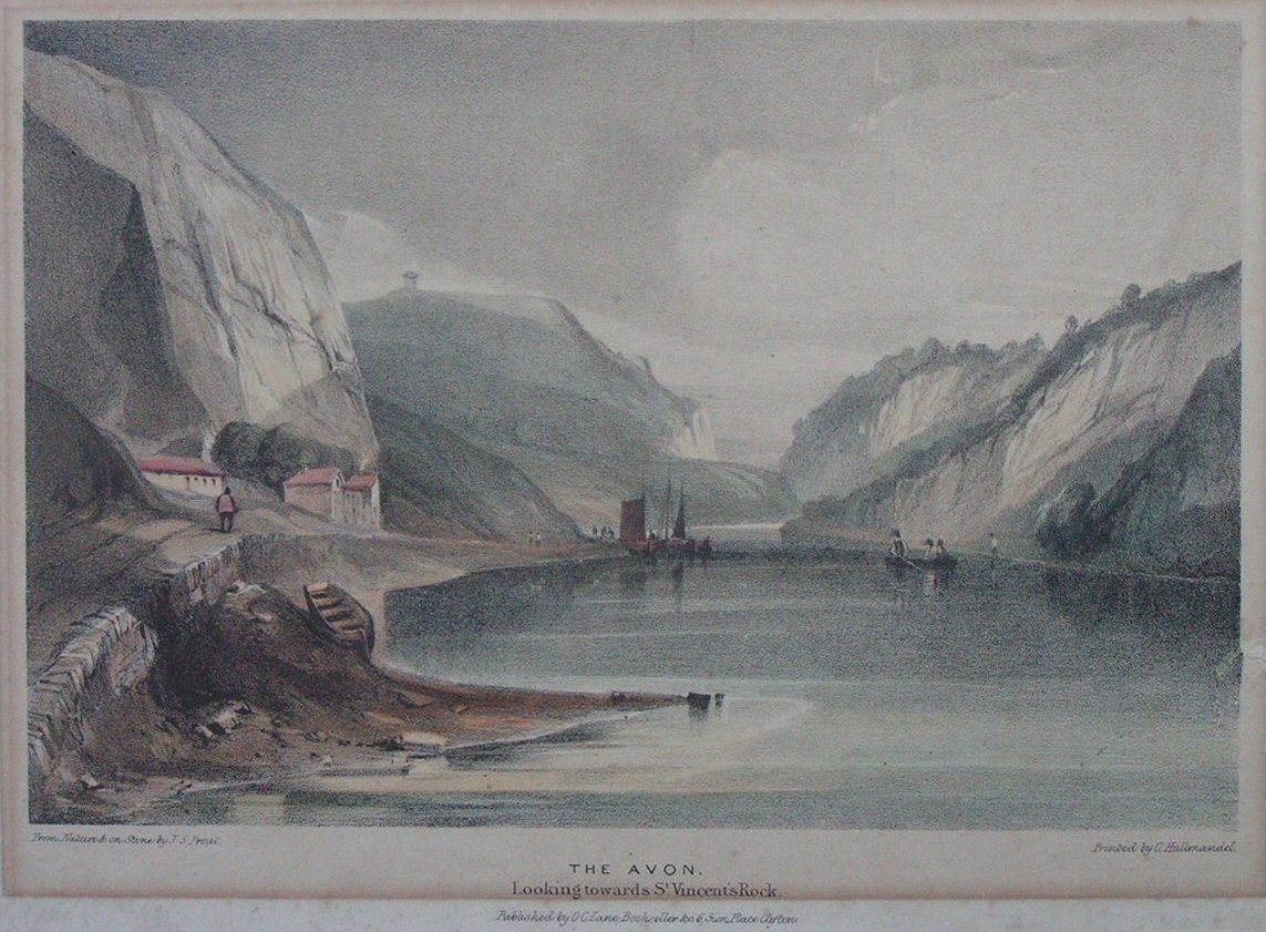 Lithograph - The Avon. Looking towards St. Vincent's Rock - Prout