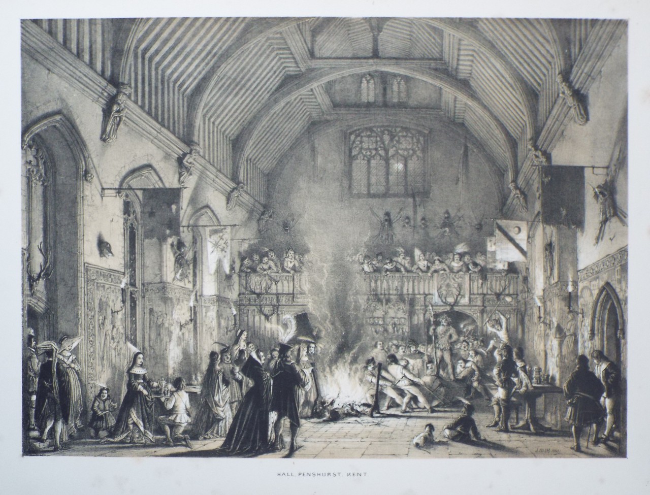 Lithograph - Hall, Penshurst, Kent - Nash