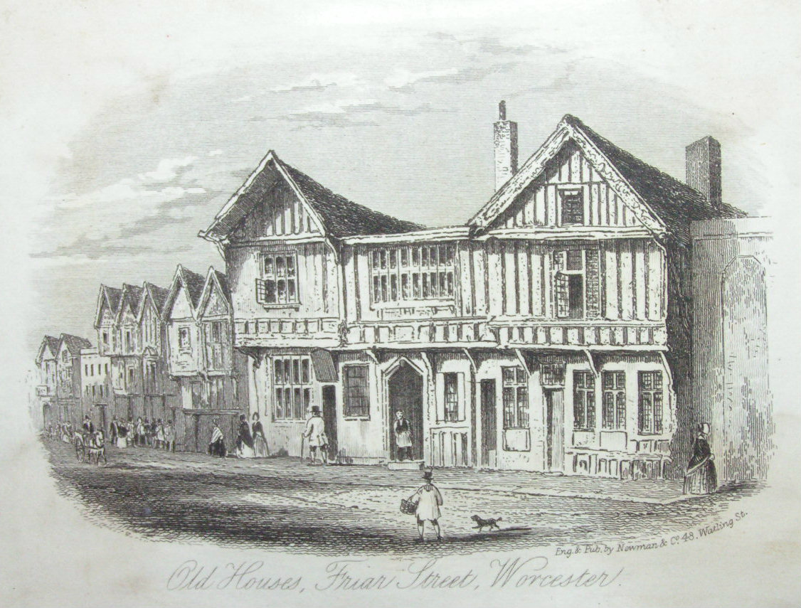 Steel Vignette - Old Houses, Friar Street, Worcester - Newman