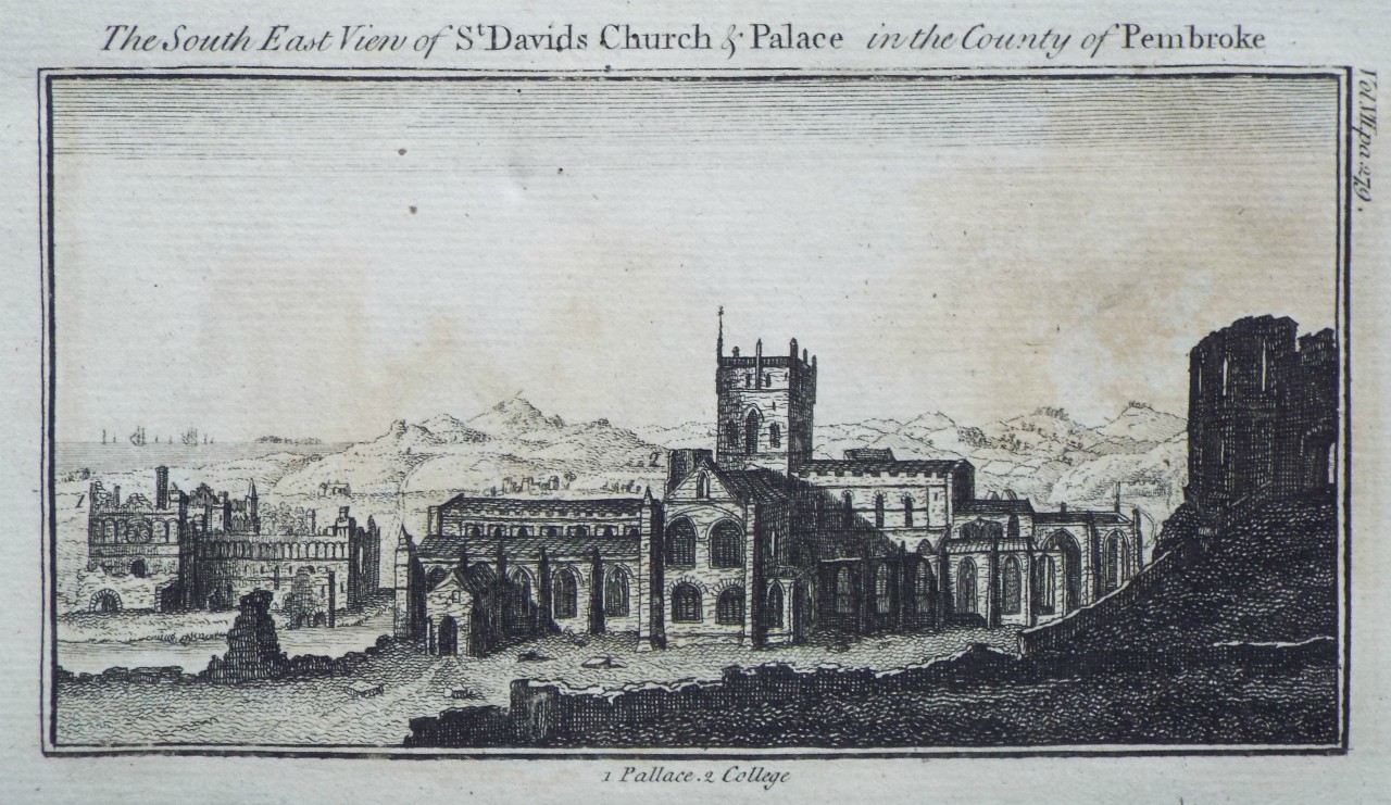 Print - The South East View of St. Davids Church & Palace in the County of Pembroke