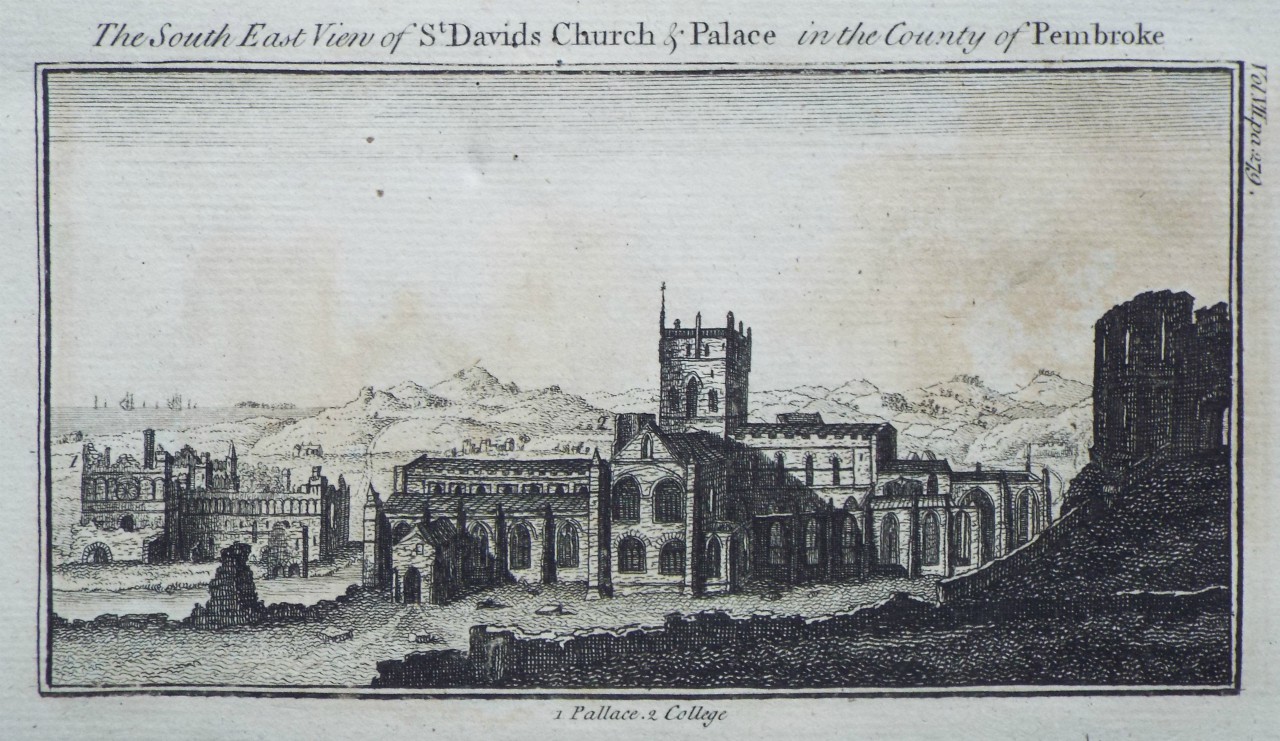 Print - The South East View of St. Davids Church & Palace in the County of Pembroke