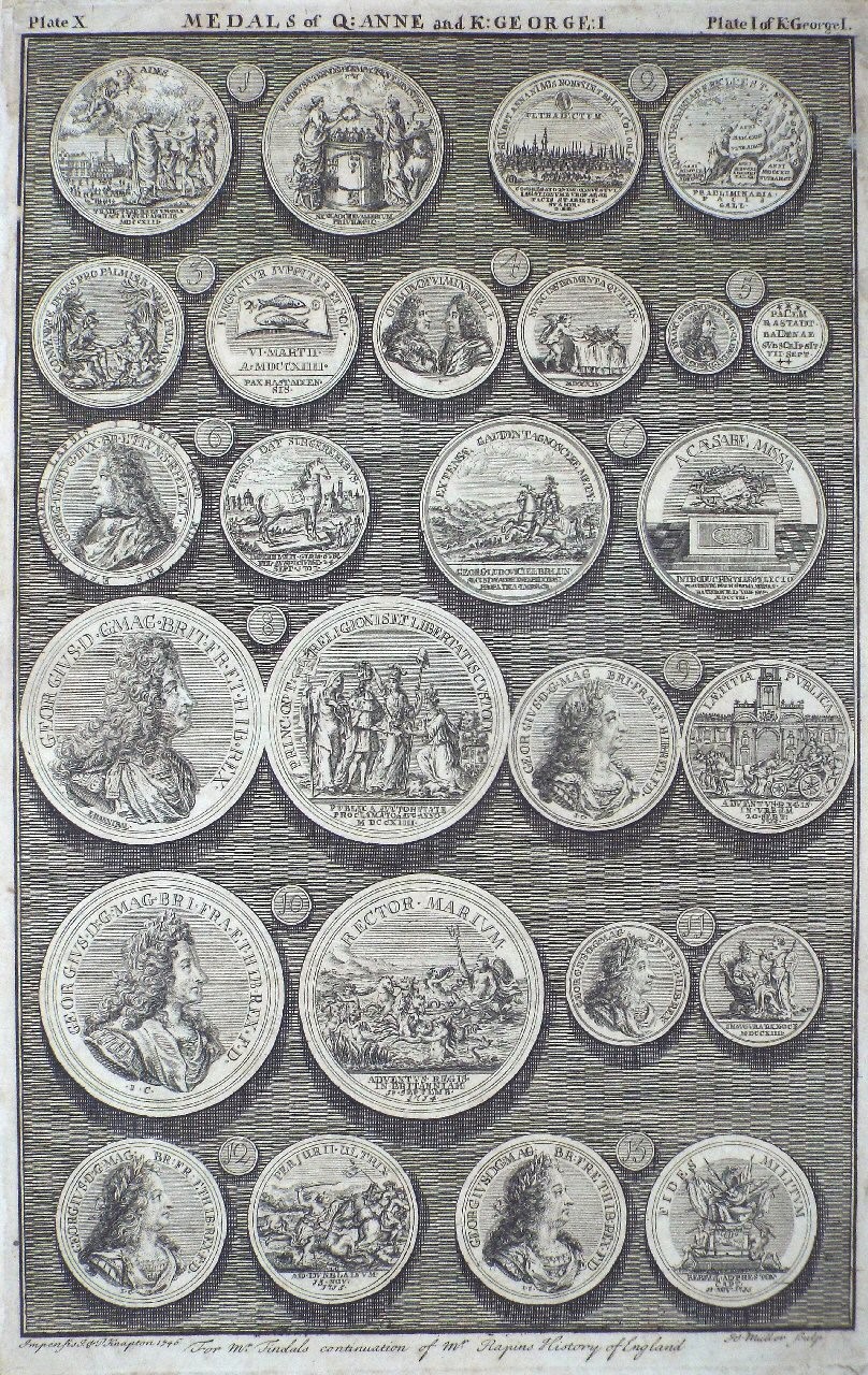 Print - Medals of Q: Anne and K: George:I Plate X. Plate I of K:GeorgeI - Muller