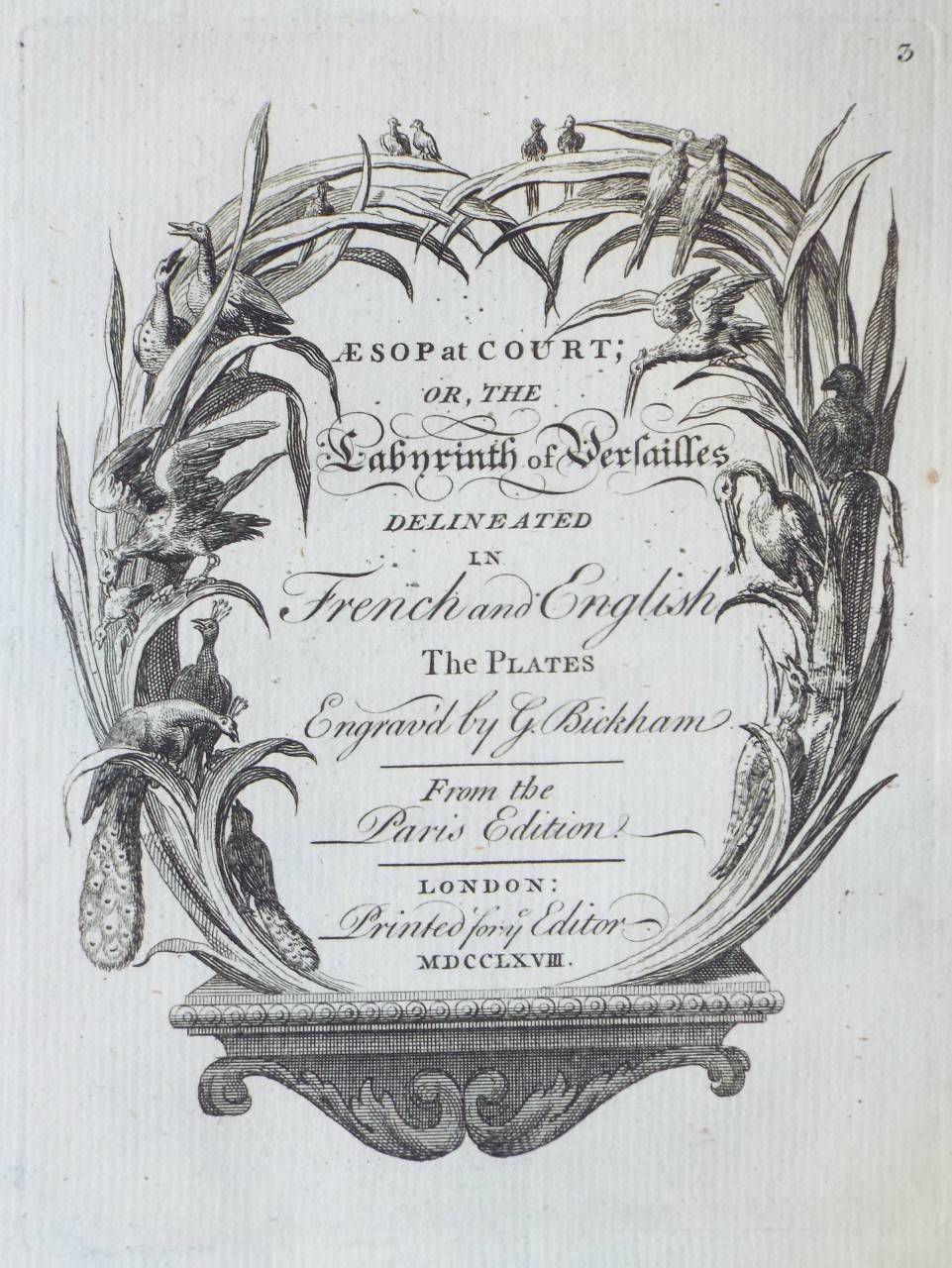 Print - Aesop at Court; or, the Labyrinth of Versailles - Bickham