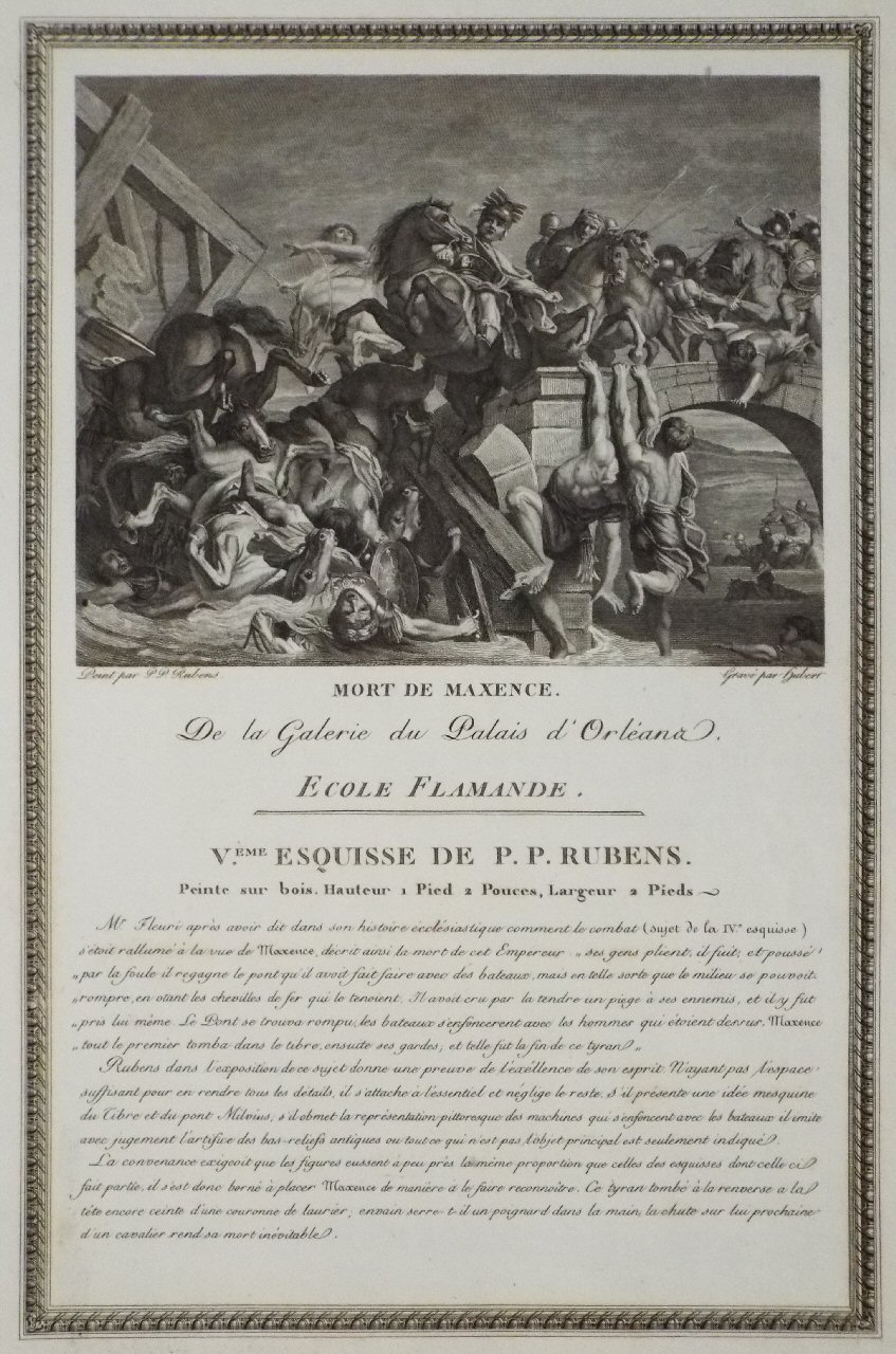 Print - Mort de Maxence. De la Galerie du Palais d'Orleans. Ecole Flamande. - 