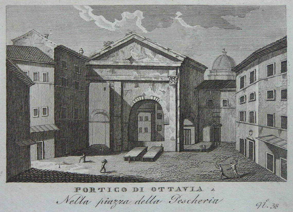 Print - Portico di Ottavia. Nella piazza della Pescheria