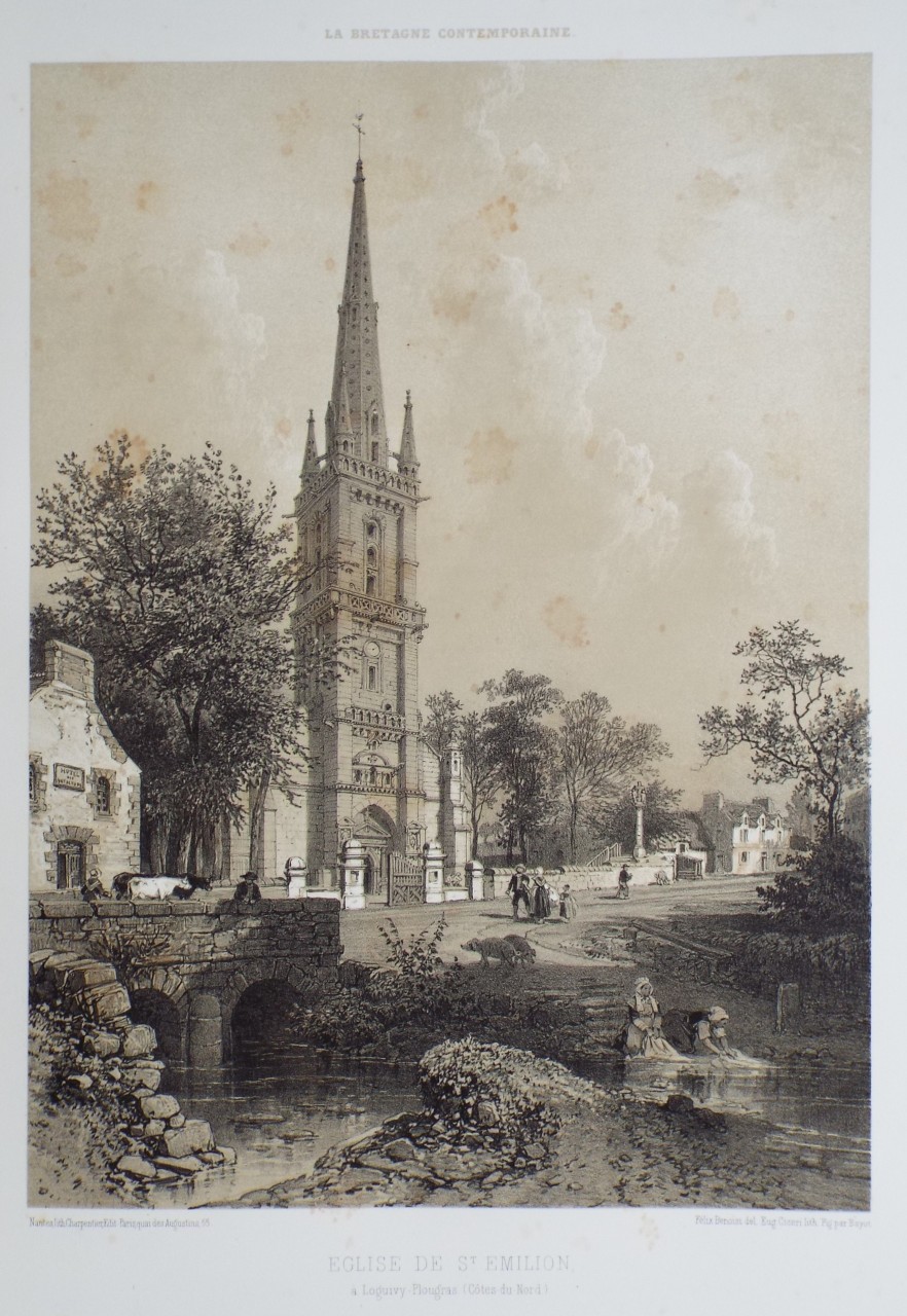 Lithograph - Eglise de Saint-Emilion, a Loguivy-Plougras. (Cotes-du-Nord) - Ciceri