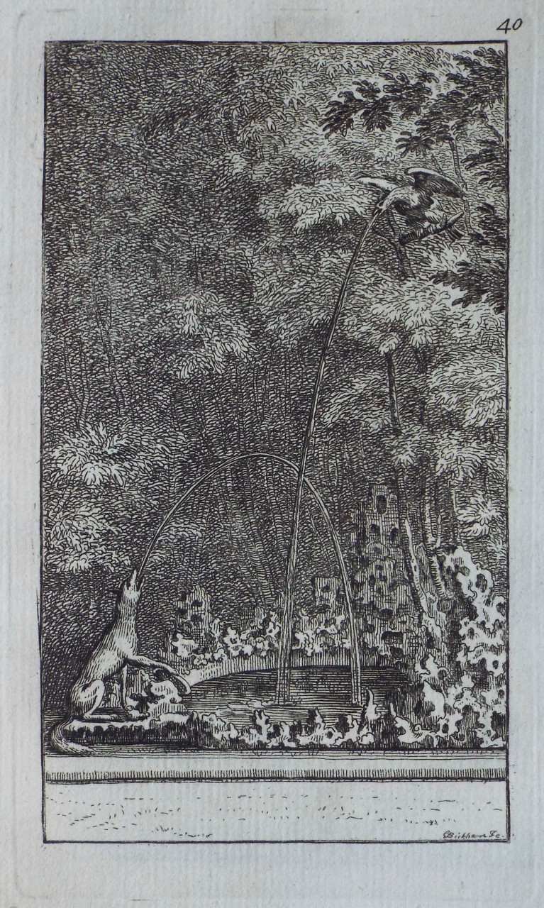 Print - The Fox and the Crow Fountain in the Labyrinth of Versailles - Bickham