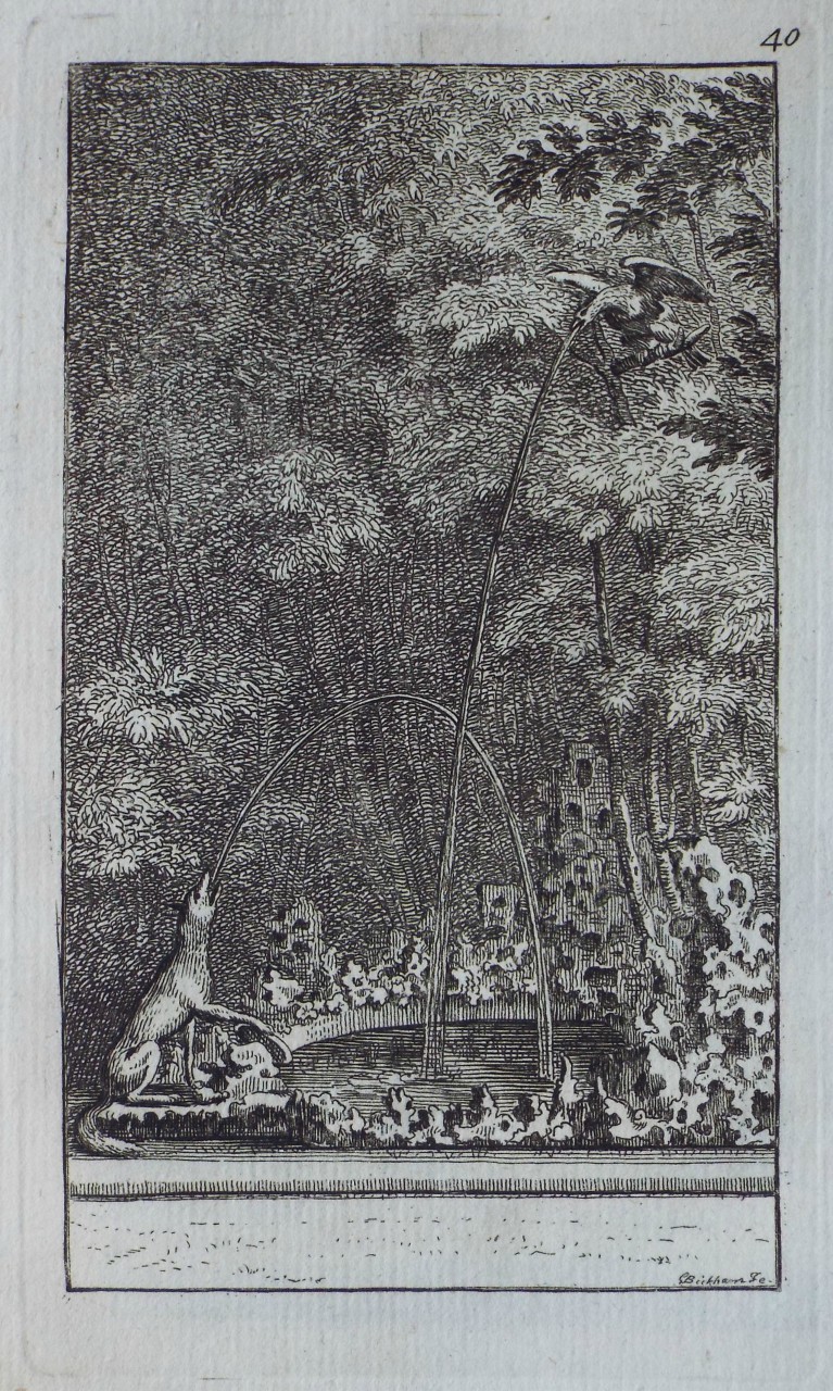 Print - The Fox and the Crow Fountain in the Labyrinth of Versailles - Bickham