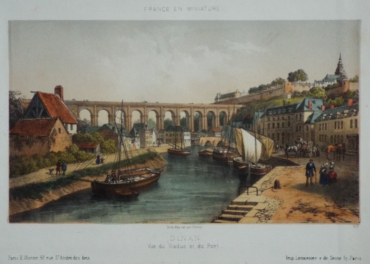 Lithograph - Dinan Vue de Viaduc et du Port. - 