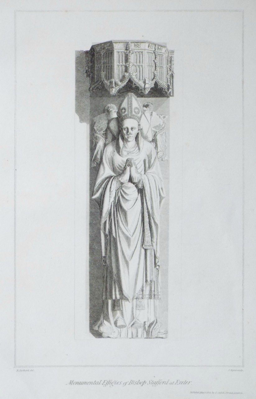 Print - Monumental Effigies of Bishop Stafford at Exeter. - Byrne