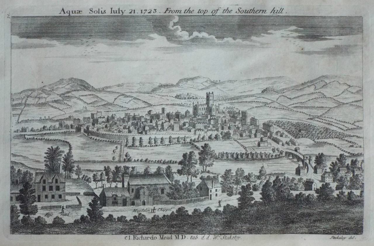 Print - Aquae Solis July 21. 1723. From the top of the Southern hill.