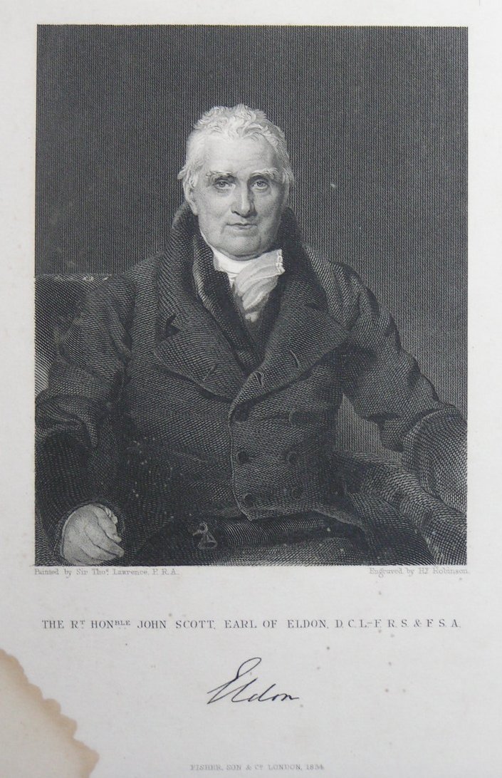 Print - The Rt Honble John Scott, Earl of Eldon D.C.L. - F.R.S & F.S.A. - Robinson