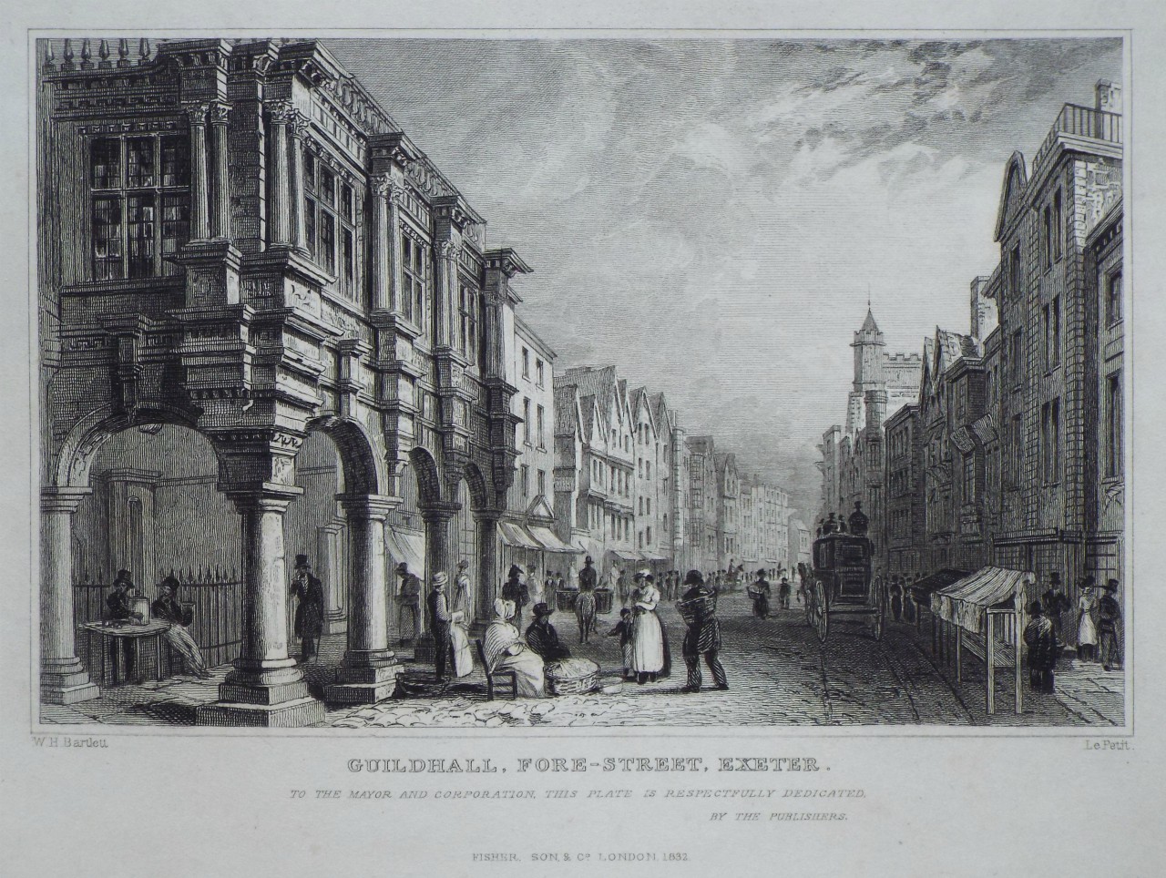 Print - Guildhall, Fore-Street, Exeter. - Le
