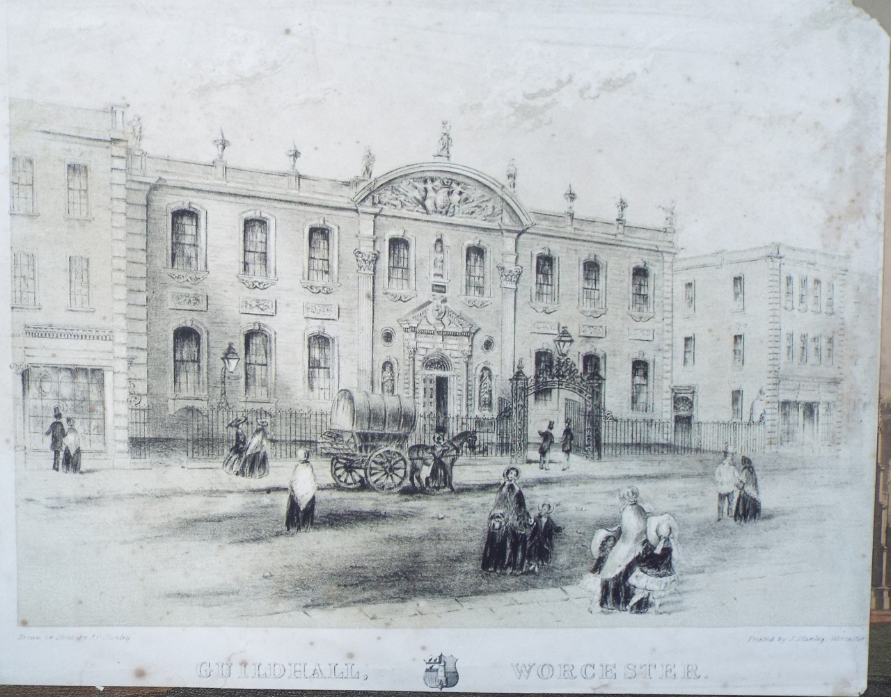 Lithograph - Guildhall, Worcester. - Stanley