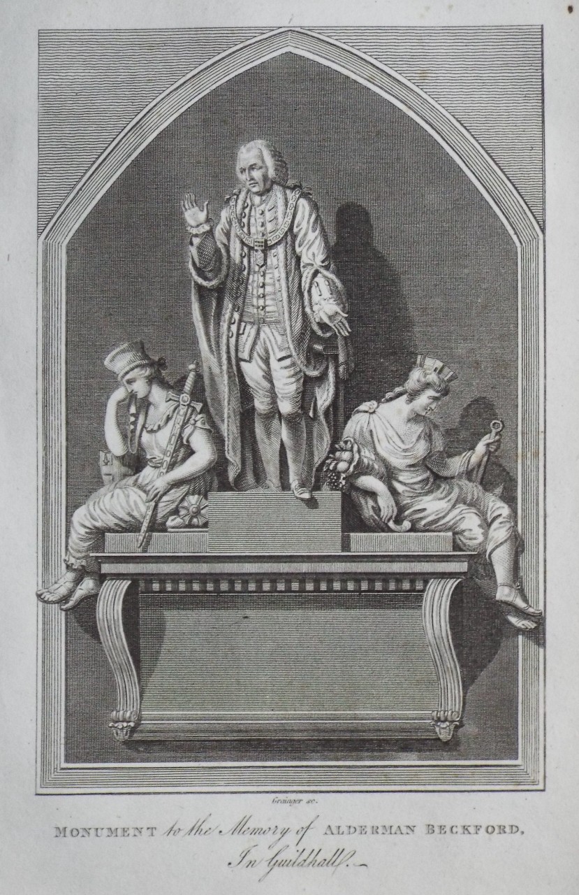 Print - Monument to the Memory of Alderman Beckford, In Guildhall. - 