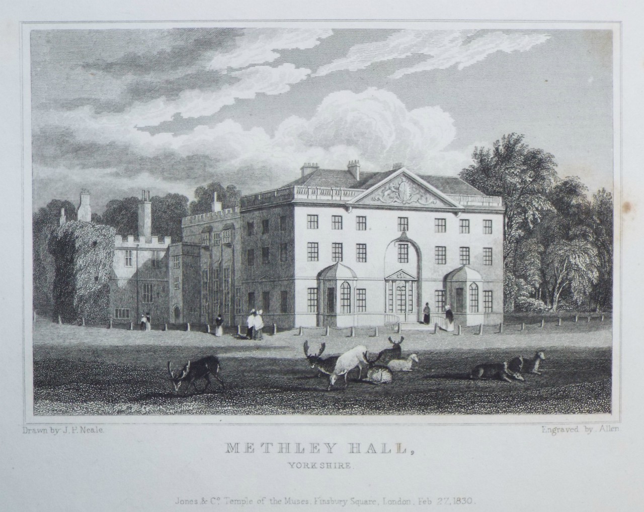 Print - Methley Hall, Yorkshire. - 