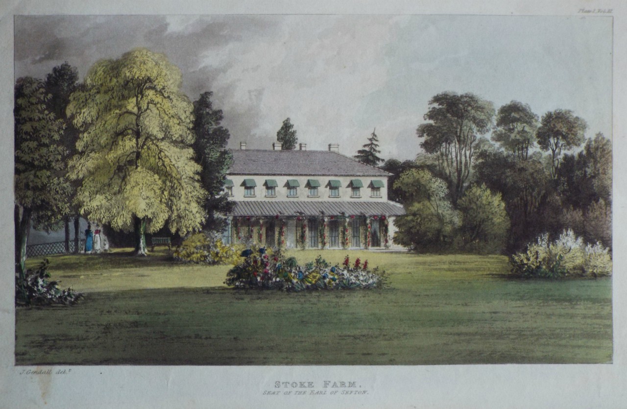 Aquatint - Stoke Farm, Seat of the Earl of Sefton.