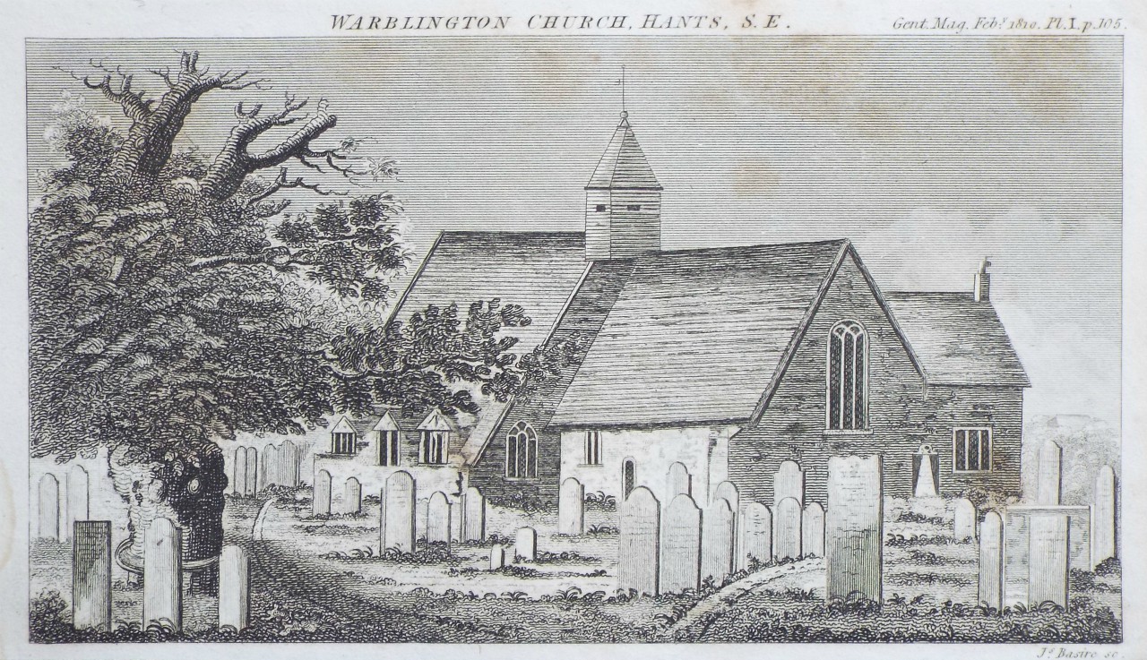 Print - Warblington Church, Hants, S. E. - Basire