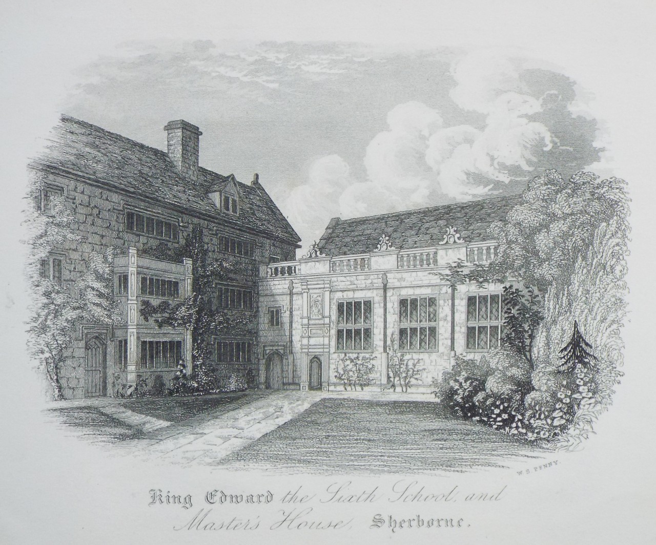 Steel Vignette - King Edward the Sixth School, and Master's House, Sherborne. - Penny