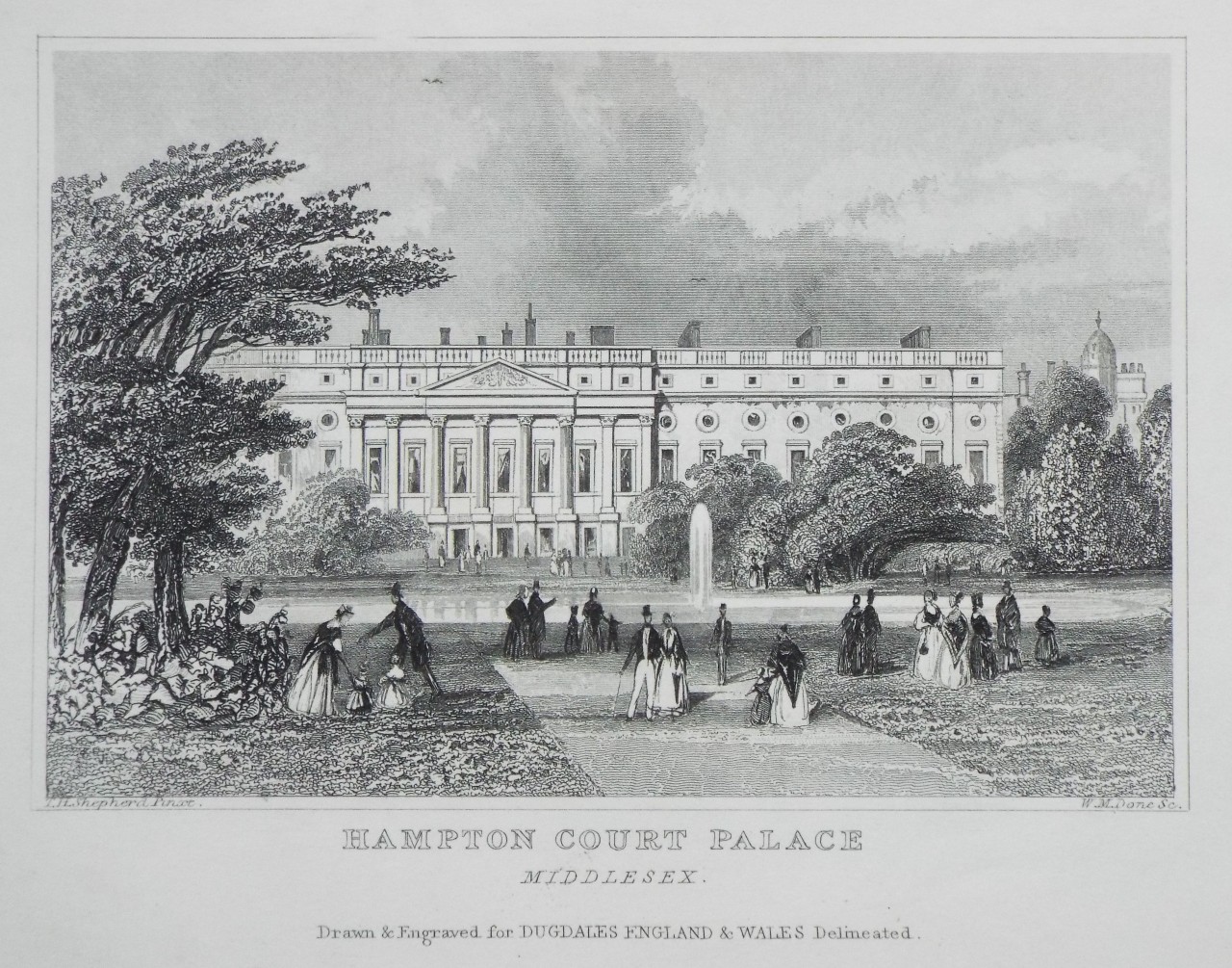 Print - Hampton Court Palace Middlesex.