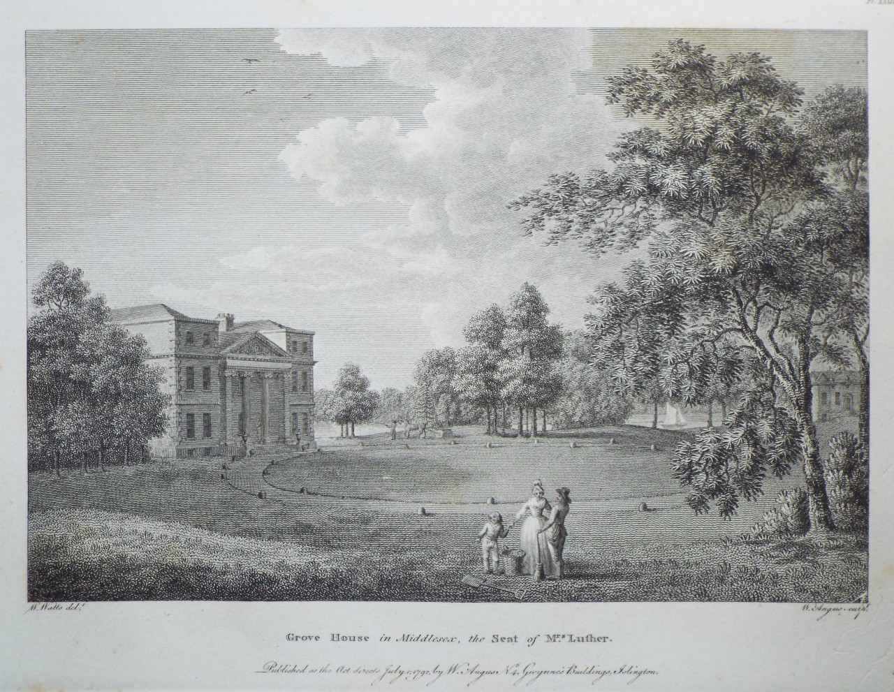 Print - Grove House in Middlesex, the Seat of Mrs Luther. - Angus