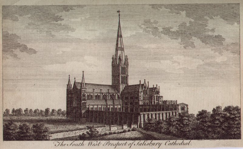 Print - The South West Prospect of Salisbury Cathedral.