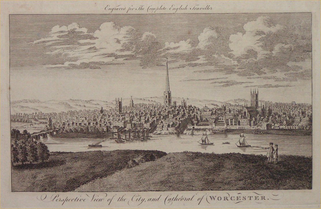 Print - Perspective View of the City and Cathedral of Worcester