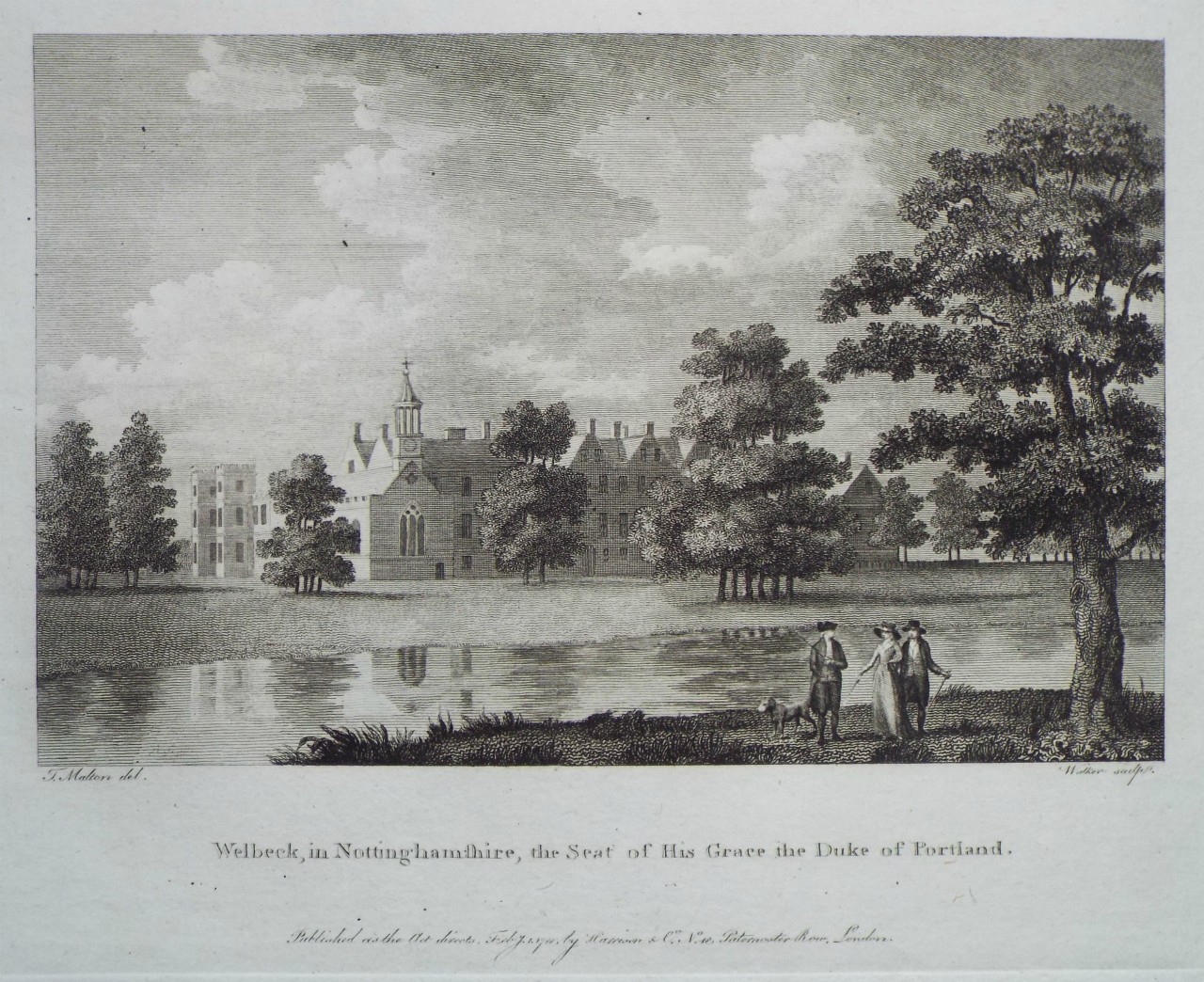 Print - Welbeck, in Nottinghamshire, the Seat of His Grace the Duke of Portland. - 