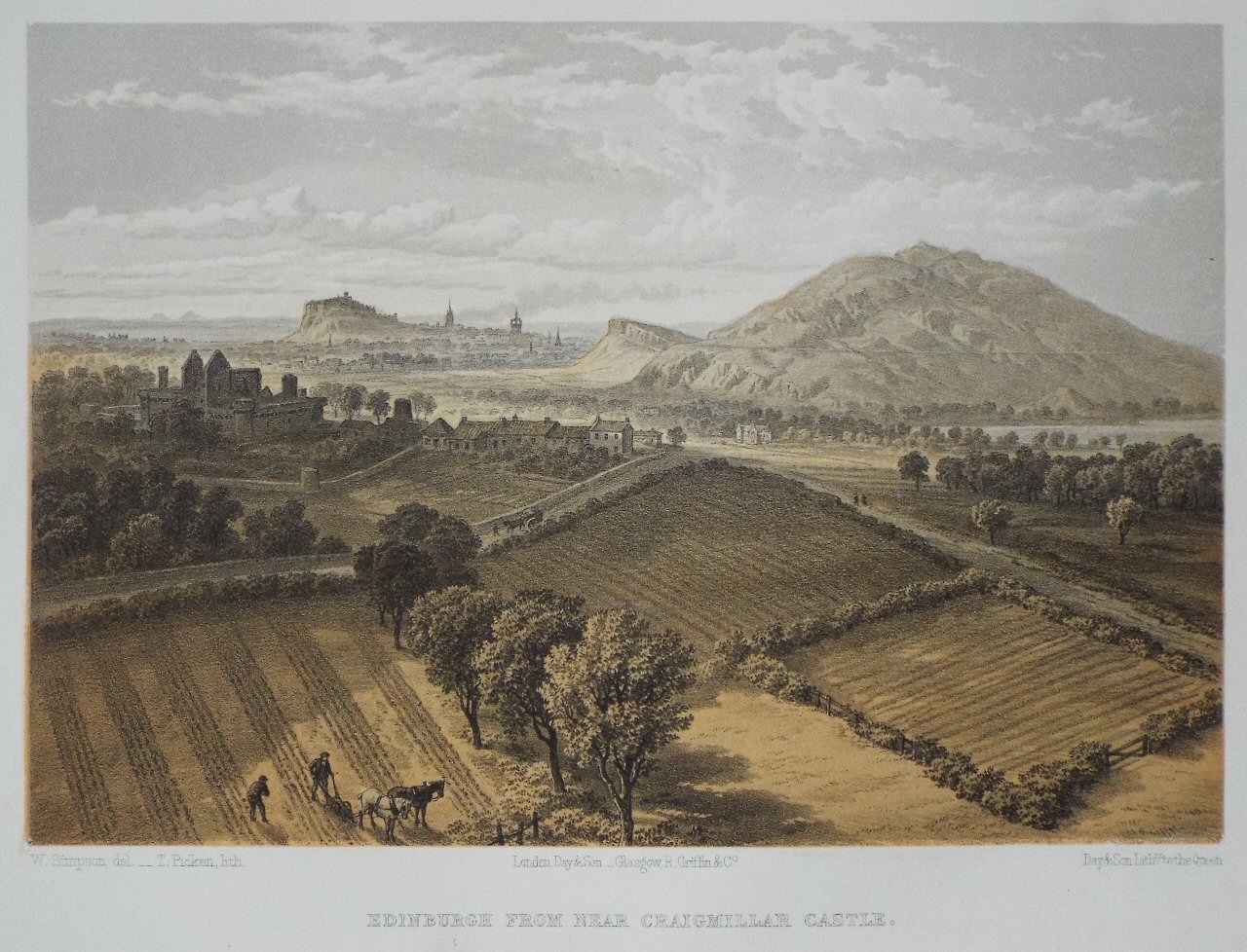 Lithograph - Edinburgh from near Craigmillar Castle. - Picken