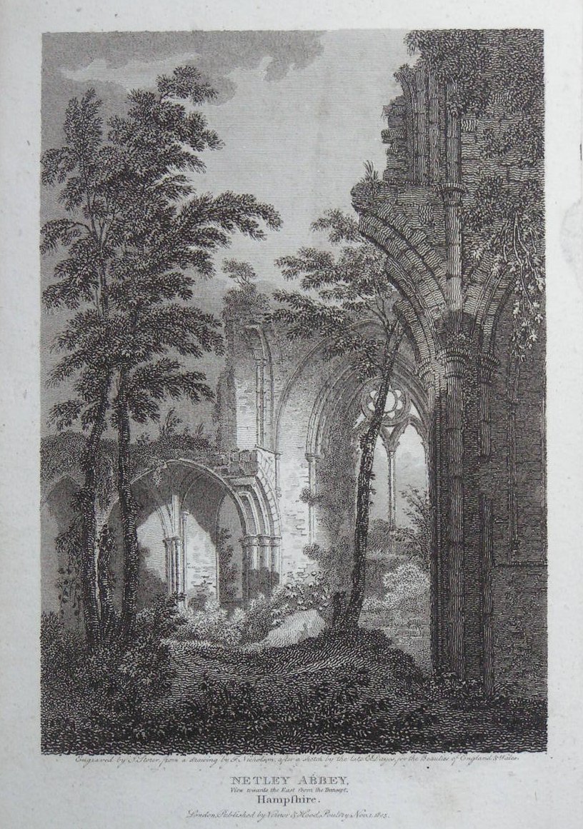 Print - Netley Abbey, View towards the East from the Transept, Hampshire. - Storer