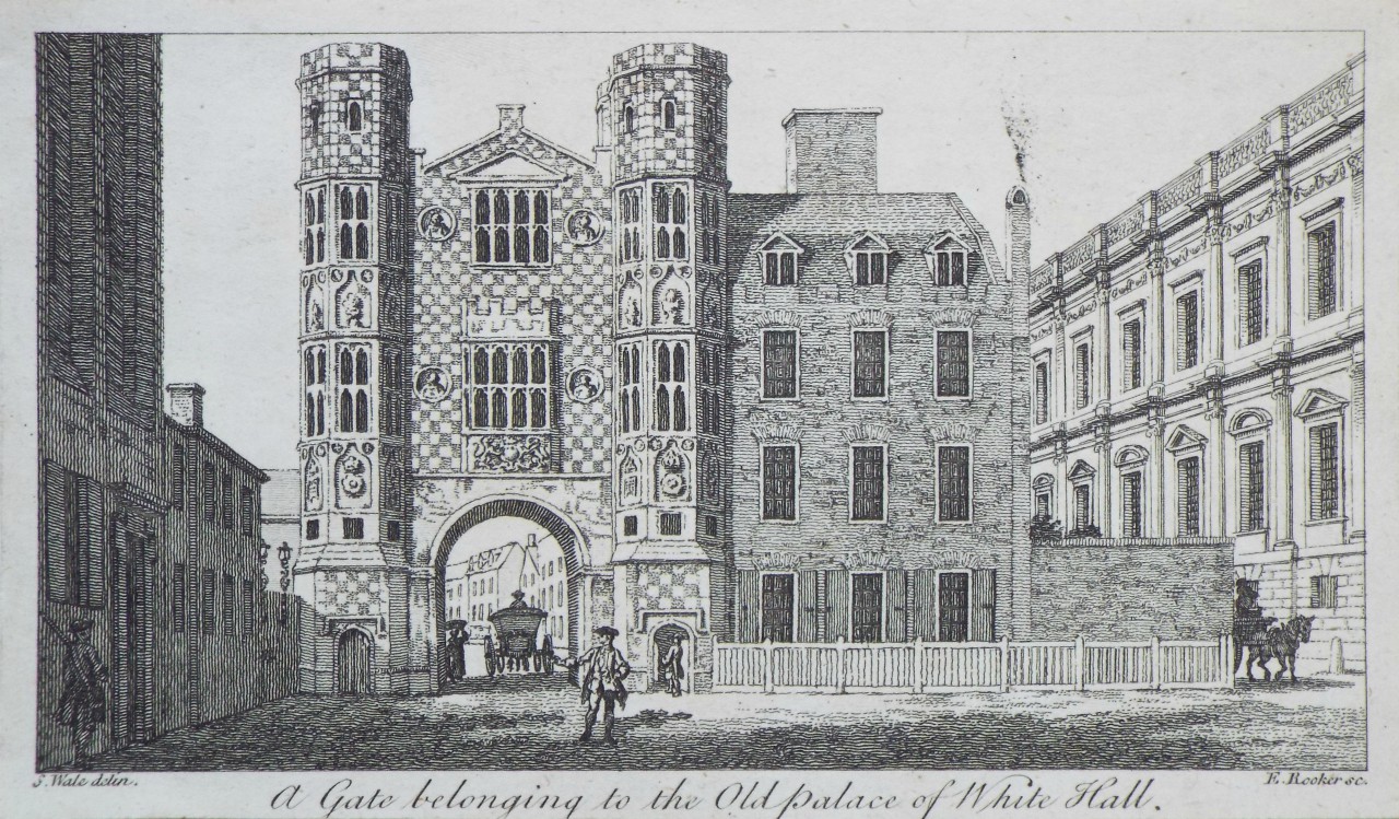 Print - A Gate belonging to the Old Palace of White Hall. - Rooker