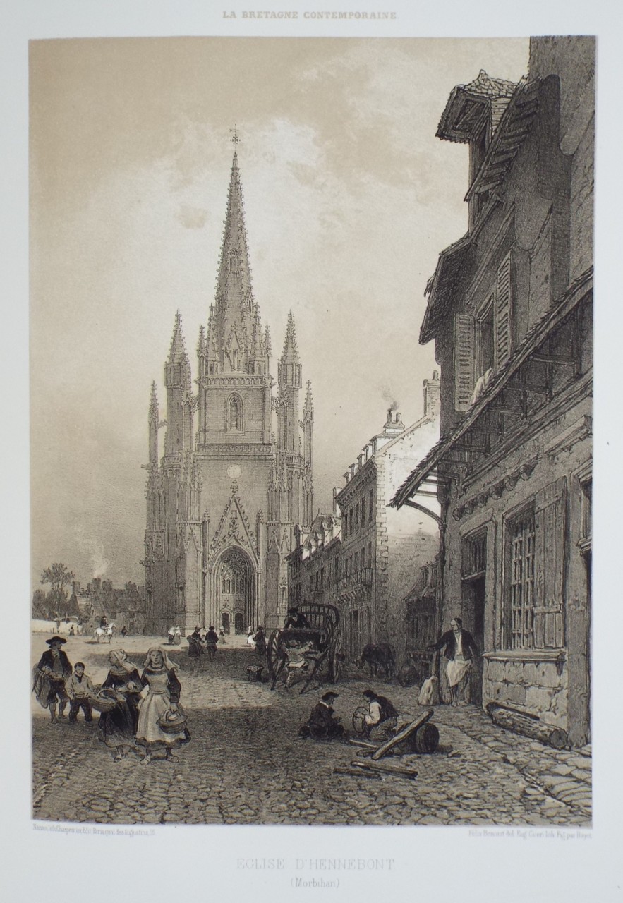 Lithograph - Eglise d'Hennebont. (Morbihan) - Ciceri
