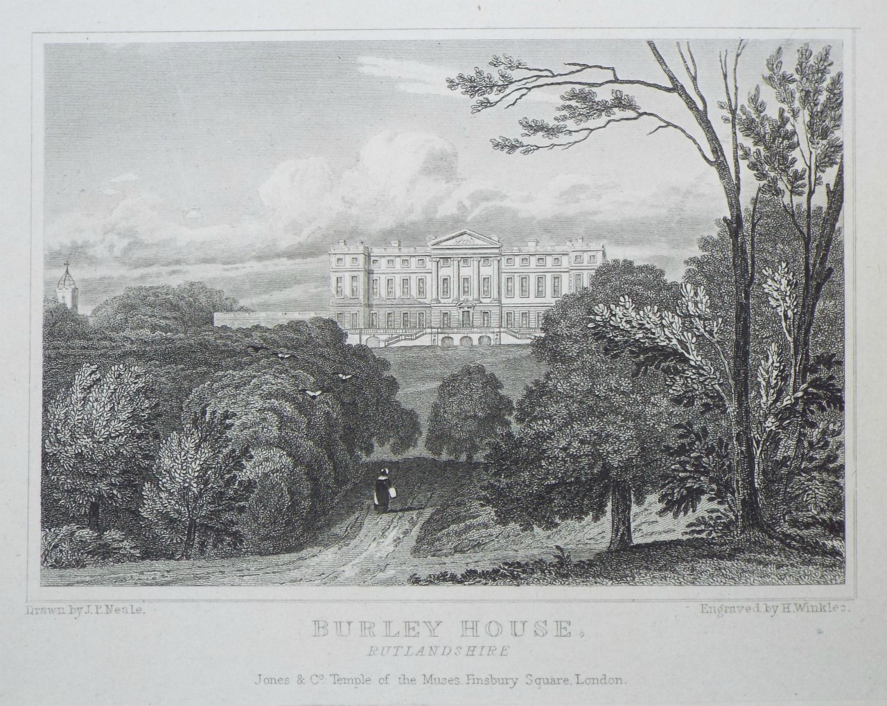 Print - Burley House, Rutlandshire. - Winkles