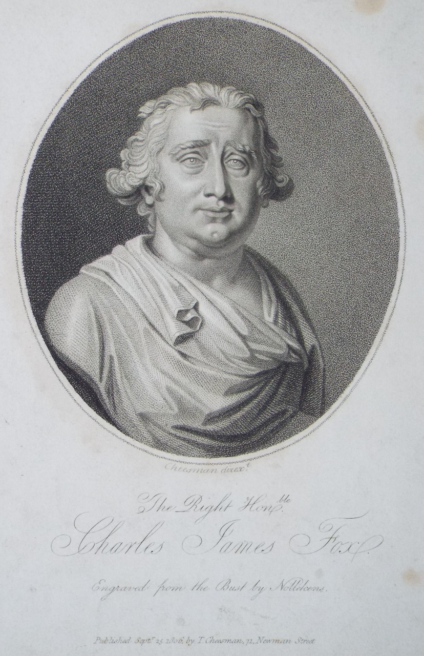 Stipple - The Right Honble. Charles James Fox. Engraved from the Bust by Nollekens. - Cheesman