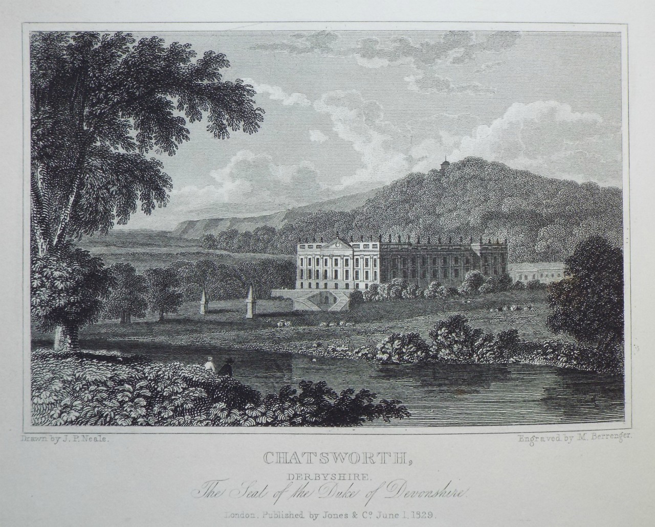 Print - Chatsworth, Derbyshire. The Seat of the Duke of Devonshire. - Berrenger