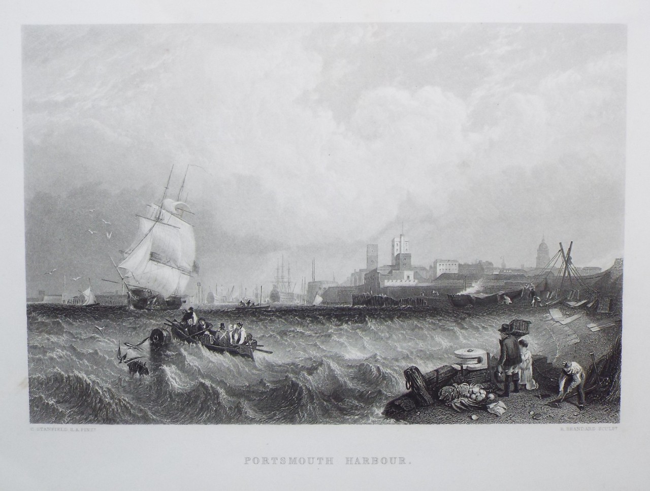 Print - Portsmouth Harbour. - Brandard
