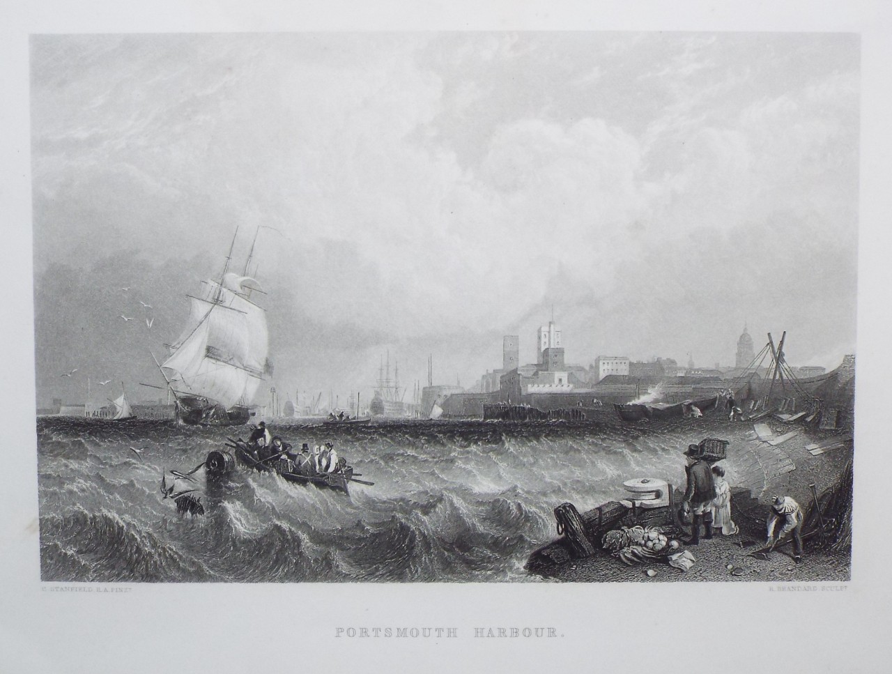 Print - Portsmouth Harbour. - Brandard