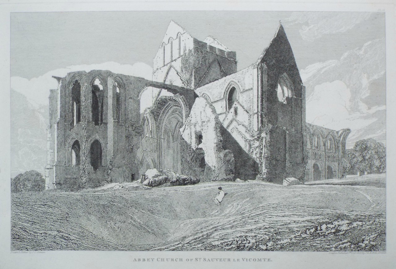 Etching - Abbey Church of St. Saveur le Vicomte. - Cotman