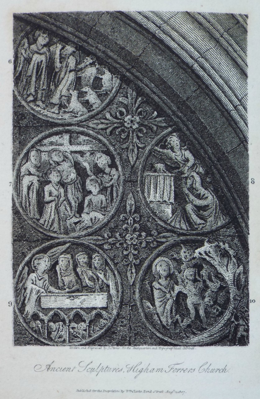 Print - Ancient Sculptures, Higham Ferrers Church. - Storer