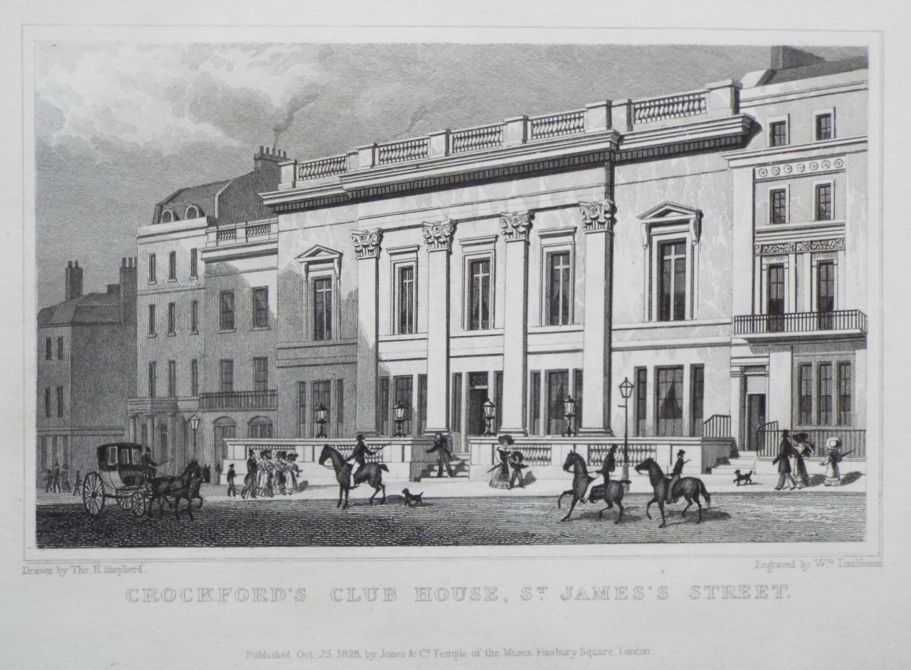 Print - Crockford's Clubhouse, St. James's Street. - Tombleson