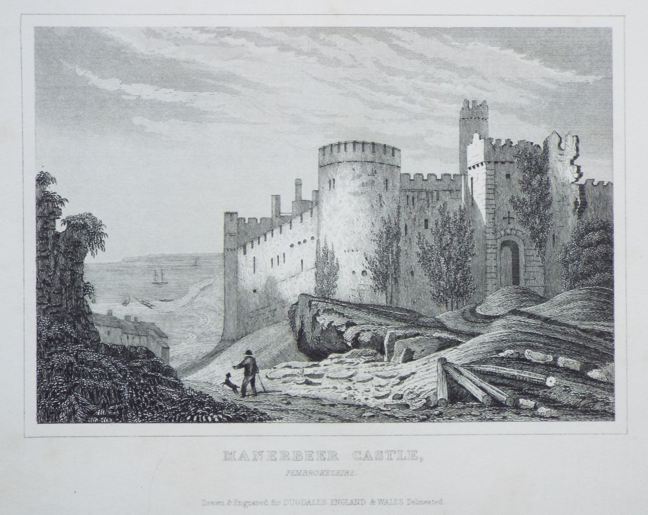 Print - Manerbeer Castle, Pembrokeshire.