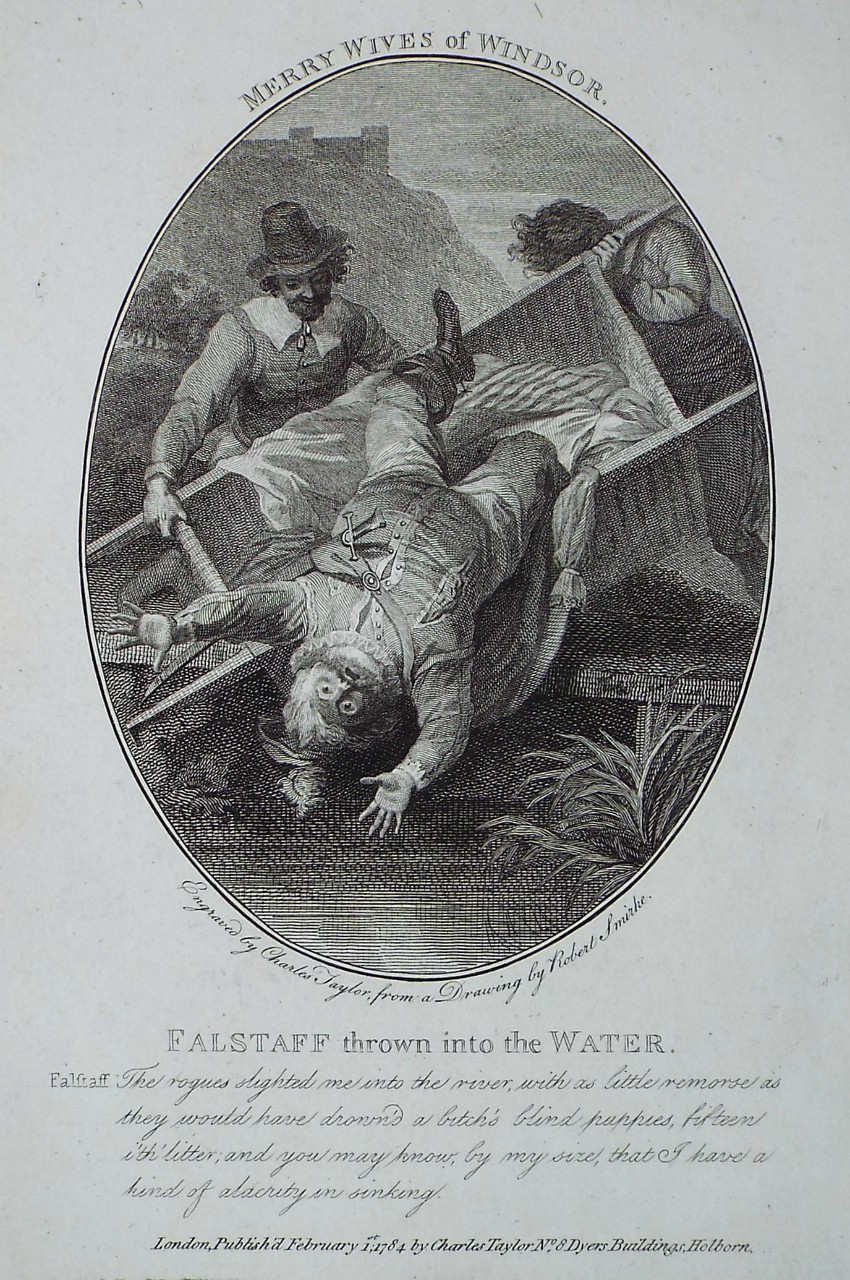 Print - Merry Wives of Windsor. Falstaff thrown into the Water. - Taylor