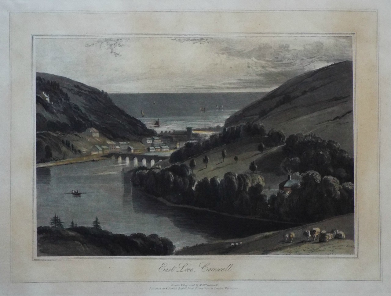 Aquatint - East Looe, Cornwall - Daniell