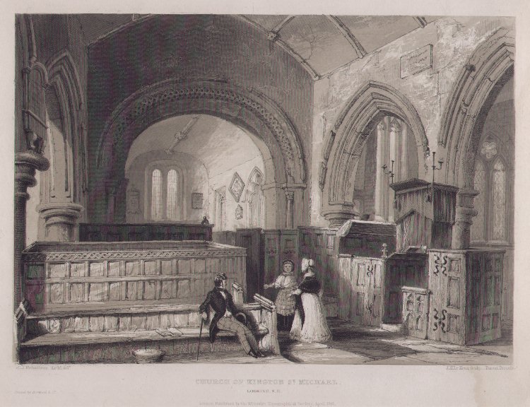 Lithograph - Church of Kington St.Michael Looking S.E. - Le