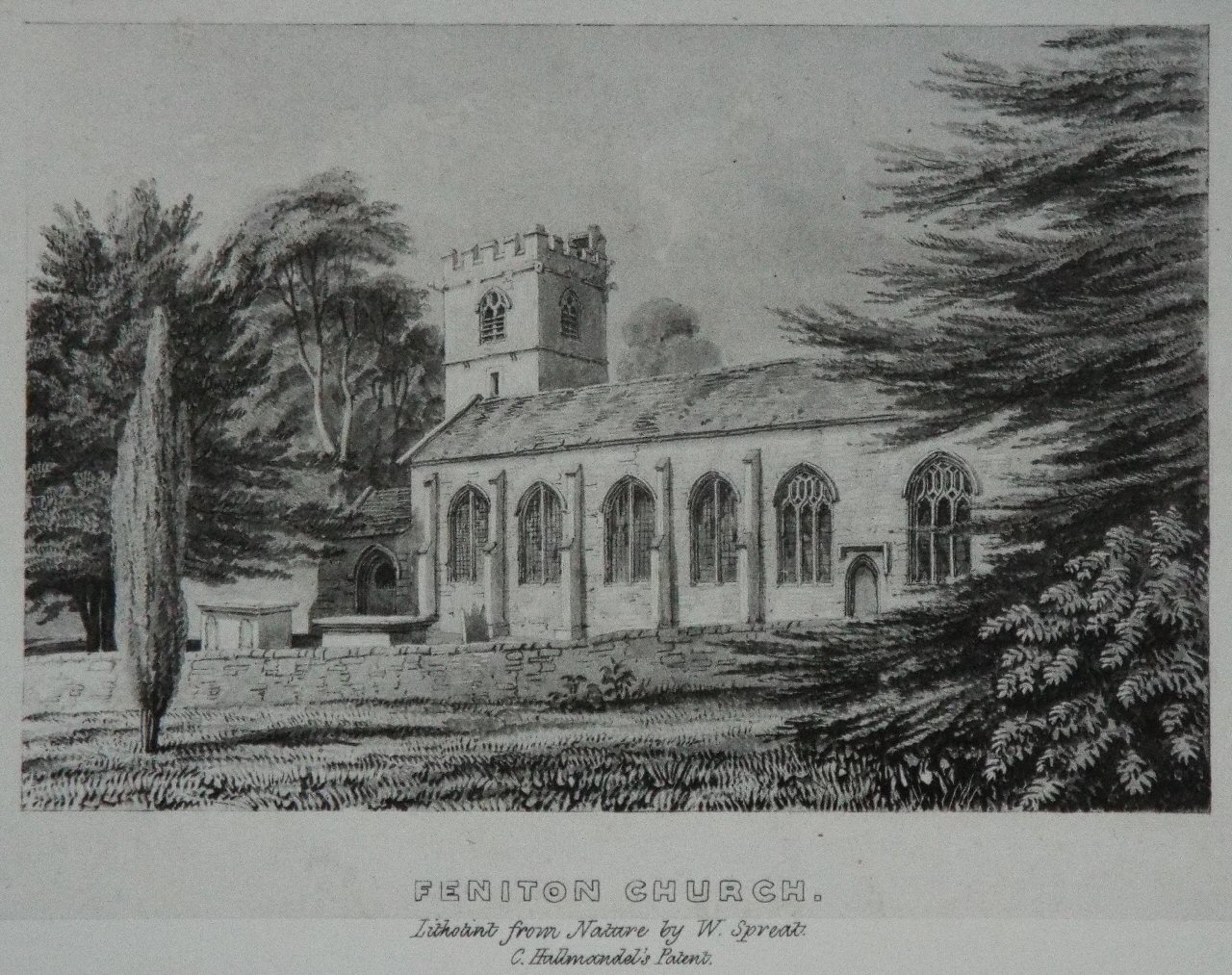 Lithograph - Feniton Church. - Spreat