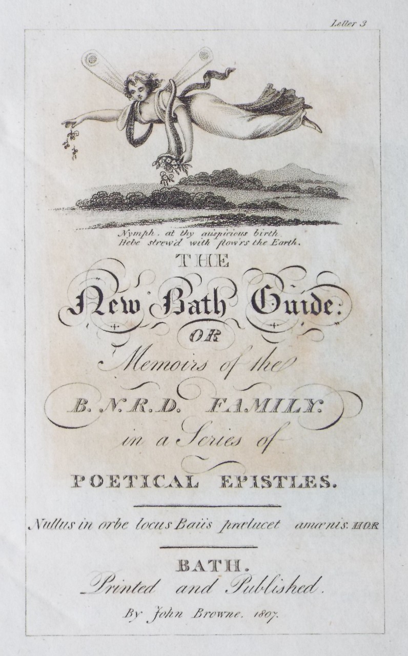 Stipple - The New Bath Guide. Nymph, at thy auspicious birth Hebe strew'd with flow'rs the Earth. - Eginton