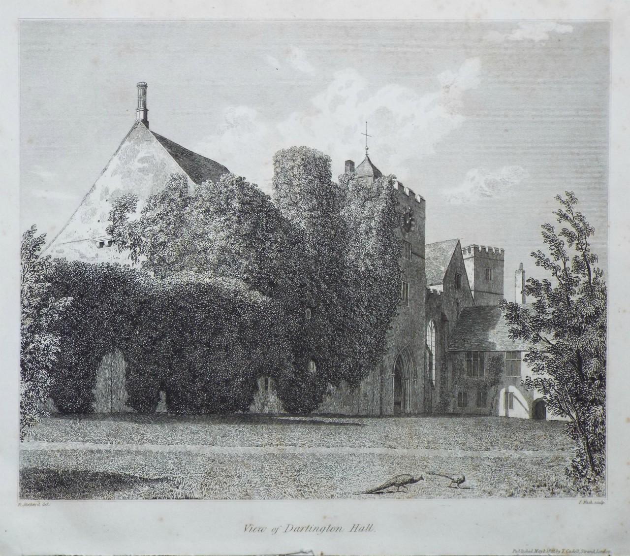 Print - View of Dartington Hall. - Nash