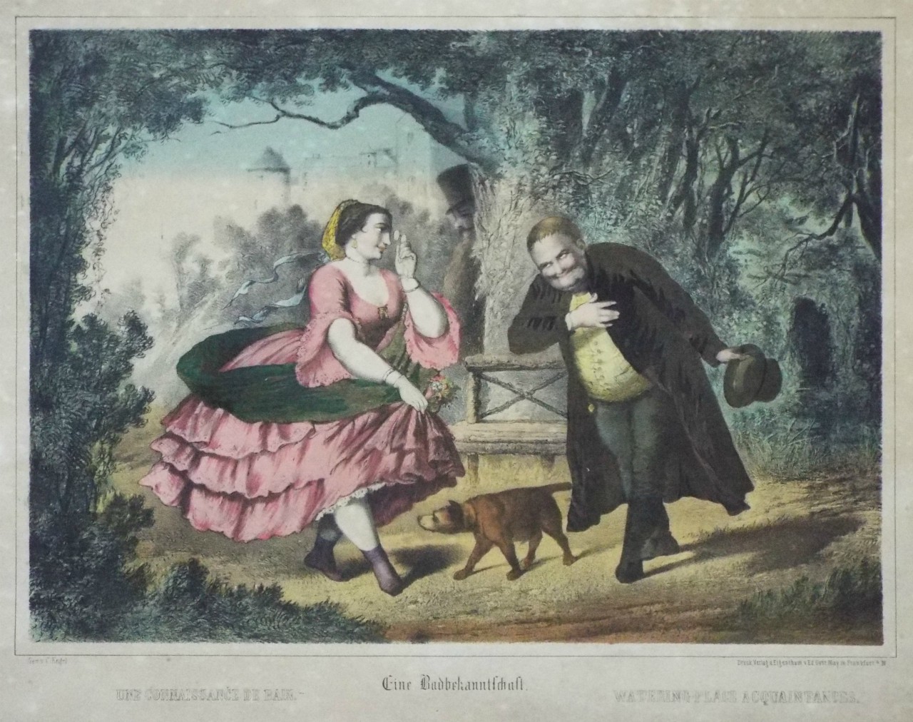 Lithograph - Eine Badbekanntschaft. Une Connaissance de Bain. Watering-place Acquaintances.