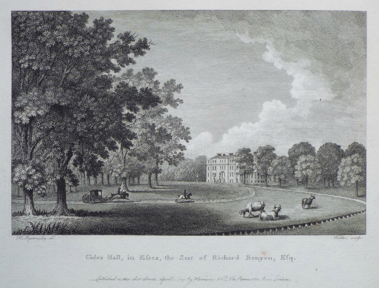 Print - Gidea Hall, in Essex, the Seat of Richard Benyon, Esq. - 
