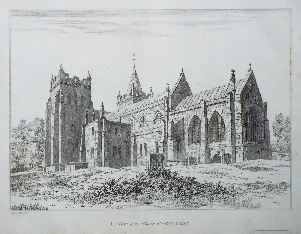 Print - S.E. View of the Church of Ottery St. Mary. - Nash